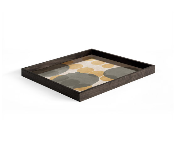 Translucent Silhouettes tray collection | Cinnamon Layered Dots glass tray - square - L | Plateaux | Ethnicraft