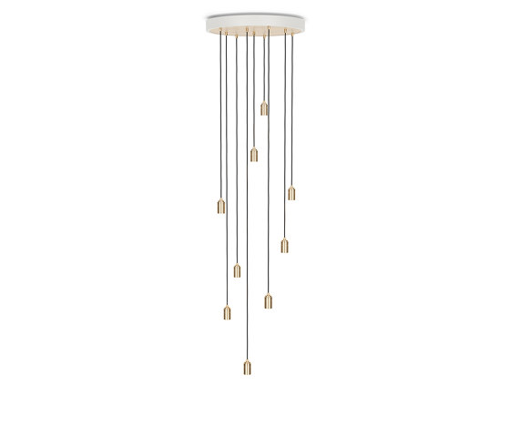 Brass Nine Pendant in Large White & Brass Canopy | Suspended lights | Tala