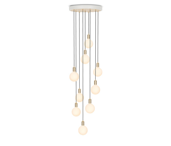 Brass Nine Pendant with Large White & Brass Canopy and Sphere IV Bulbs | Suspended lights | Tala