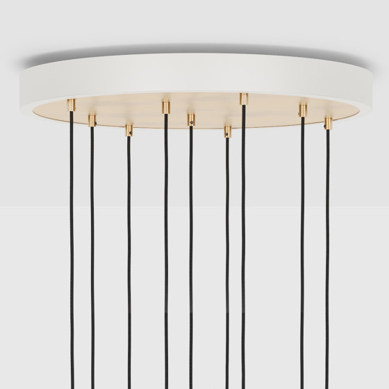 Brass Nine Pendant with Large White & Brass Canopy and Voronoi II Bulbs | Pendelleuchten | Tala