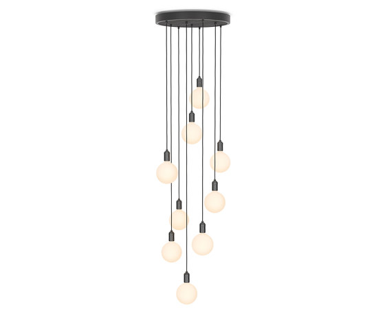 Graphite Nine Pendant with Large Black & Black Ash Canopy and Sphere IV Bulbs | Suspended lights | Tala