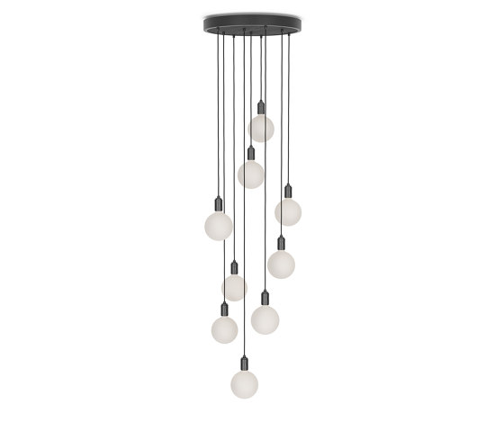 Graphite Nine Pendant with Large Black & Black Ash Canopy and Sphere IV Bulbs | Suspensions | Tala