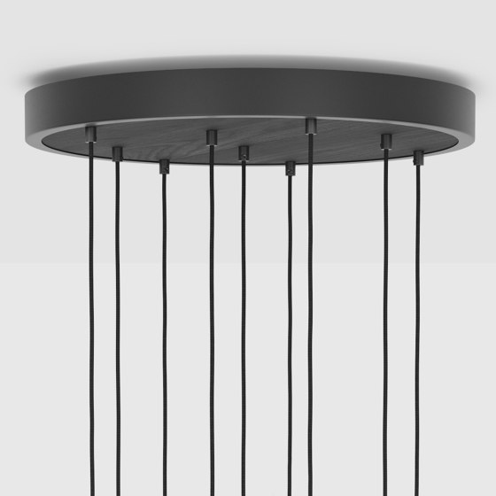 Graphite Nine Pendant with Large Black & Black Ash Canopy and Voronoi II Bulbs | Suspended lights | Tala