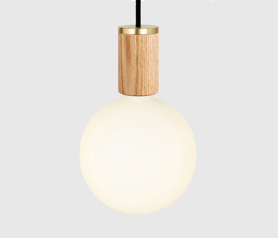 Oak Nine Pendant with Large White & Oak Canopy and Sphere IV Bulbs | Suspensions | Tala