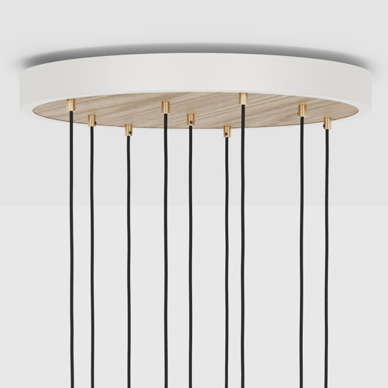 Oak Nine Pendant with Large White & Oak Canopy and Voronoi II Bulbs | Suspended lights | Tala