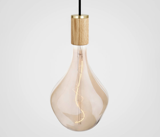 Oak Nine Pendant with Large White & Oak Canopy and Voronoi II Bulbs | Pendelleuchten | Tala