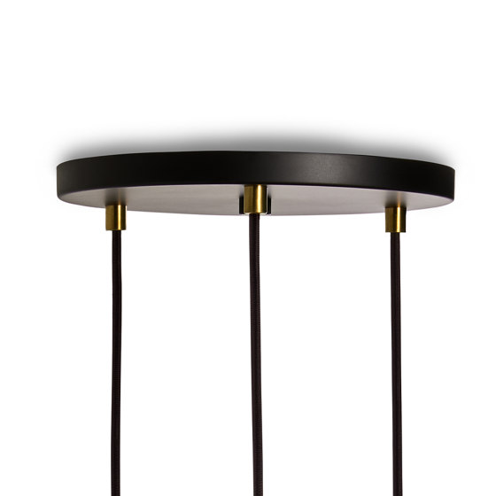 Brass Triple Pendant with Black Canopy with Voronoi II | Lampade sospensione | Tala