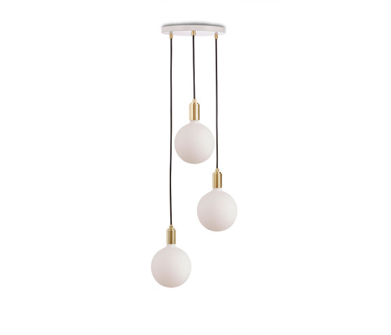 Brass Triple Pendant with White Canopy with Sphere IV | Suspensions | Tala