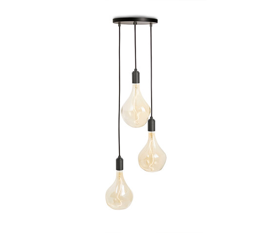 Graphite Triple Pendant with Black Canopy with Voronoi II | Suspended lights | Tala