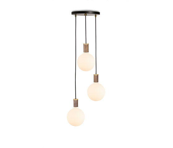 Walnut Triple Pendant with Black Canopy with Sphere IV | Suspended lights | Tala