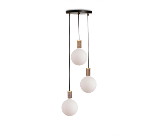 Walnut Triple Pendant with Black Canopy with Sphere IV | Suspended lights | Tala