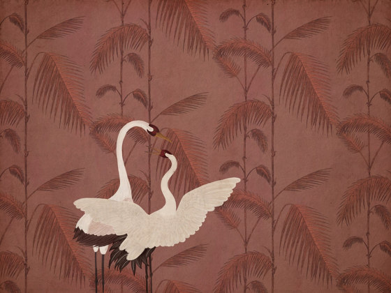 Nature | Palms and Birds Pink | Keramik Fliesen | Officinarkitettura