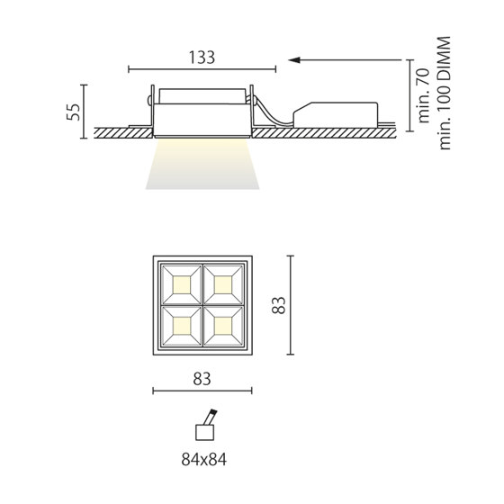 SCACCO 4X  TRIMLESS | Lámparas empotrables de techo | Aqlus
