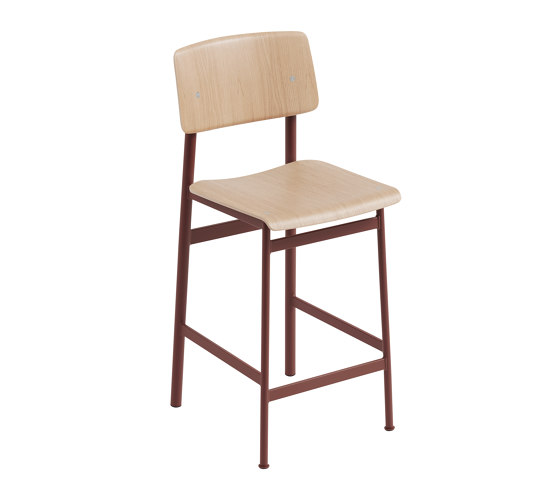 Loft Bar Stool - Oak/Deep Red | Bar stools | Muuto