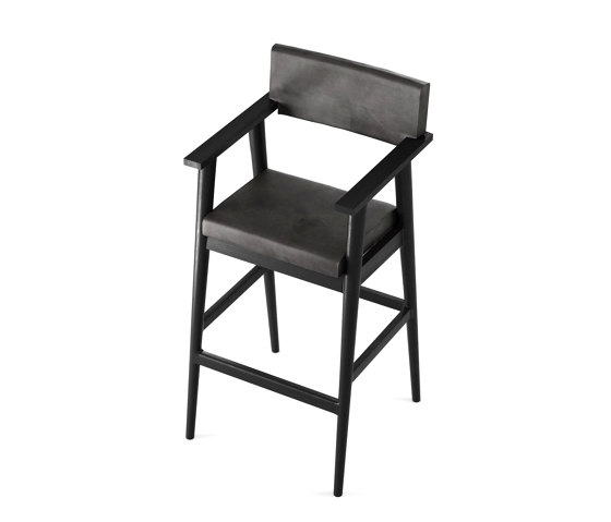 Vintage ARM BARSTOOL W/ LEATHER (VINTAGE BLACK) | Bar stools | Karpenter