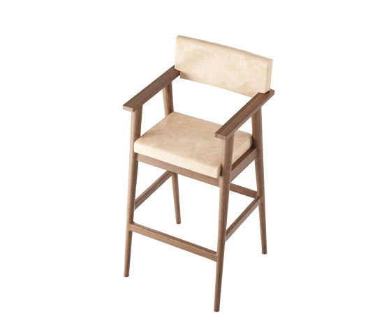 Vintage ARM BARSTOOL W/ LEATHER (AGED CREAM) | Bar stools | Karpenter