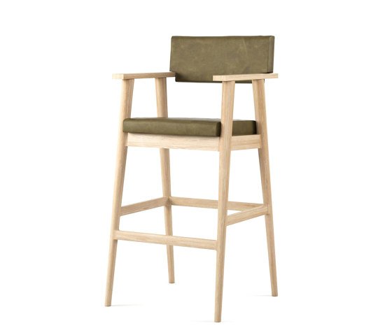 Vintage ARM BARSTOOL W/ LEATHER (OLIVE GREEN) | Bar stools | Karpenter