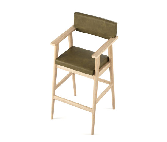 Vintage ARM BARSTOOL W/ LEATHER (OLIVE GREEN) | Bar stools | Karpenter
