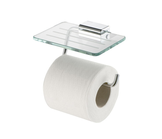 Aim | Toilet Roll Holder With Shelf Chrome | Paper roll holders | Geesa