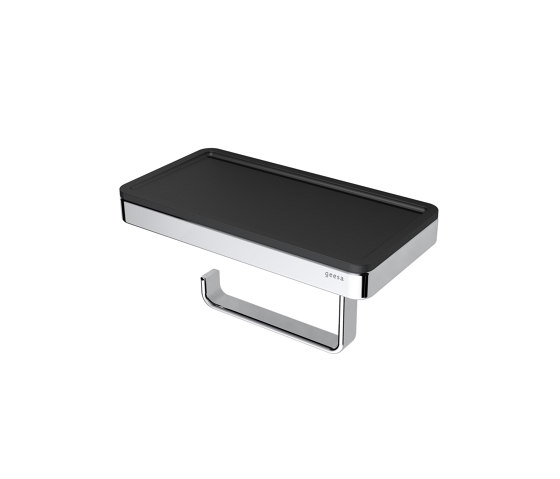 Frame Black Chrome | Toilet Roll Holder With Shelf Black / Chrome | Paper roll holders | Geesa
