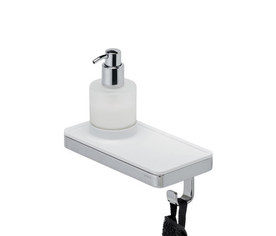 Frame White Chrome | Soap Dispenser With Shelf And Towel Hook White / Chrome | Soap dispensers | Geesa