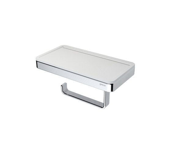 Frame White Chrome | Toilet Roll Holder With Shelf White / Chrome | Paper roll holders | Geesa