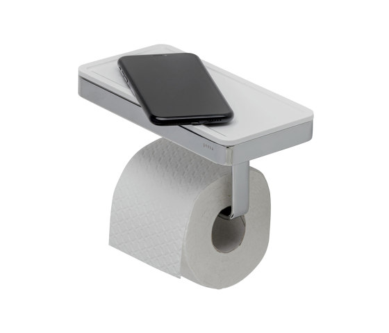 Frame White Chrome | Toilettenpapierhalter Mit Ablage Weiß / Chrom | Toilettenpapierhalter | Geesa