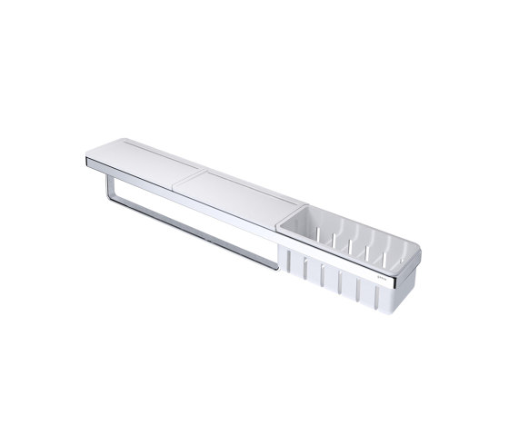 Frame White Chrome | Shelf With Towel Rail And Shower Basket White / Chrome | Bath shelves | Geesa