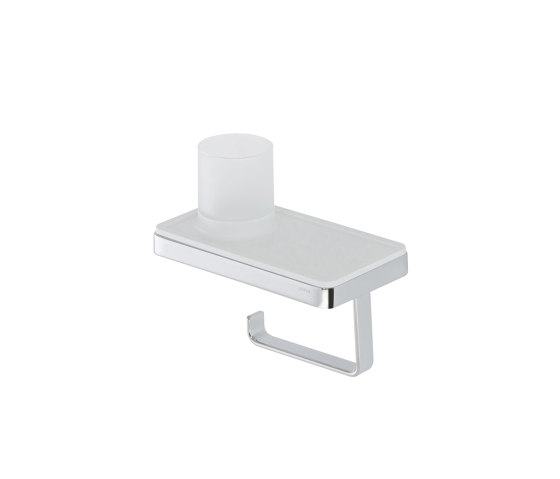 Frame White Chrome | Porte-Rouleau Papier Toilette Avec Étagère Et Support (Lumière Led) Blanc / Chrome | Distributeurs de papier toilette | Geesa