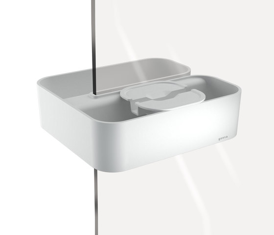 Frame White Chrome | Clip-On Shower Basket For Shower Screen White | Sponge baskets | Geesa