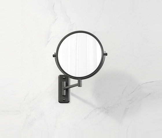 Mirror, Nemox Black | Espejo De Afeitado Con 1 Barra 3x Magnificación Negro | Espejos de baño | Geesa