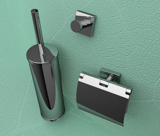 Nelio | Toilet Accessories Set - Toilet Brush And Holder - Toilet Roll Holder With Cover - Towel Hook - Chrome | Towel rails | Geesa