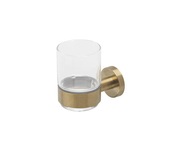Nemox Brushed Gold | Glass Holder With Glass Brushed Gold | Toothbrush holders | Geesa