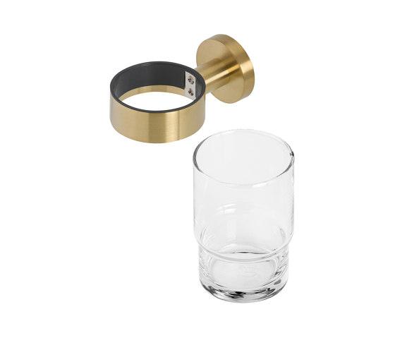 Nemox Brushed Gold | Portabicchiere Con Bicchiere Oro Spazzolato | Portaspazzolini | Geesa