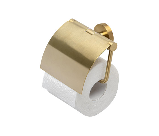 Nemox Brushed Gold | Toilet Roll Holder With Cover Brushed Gold | Paper roll holders | Geesa