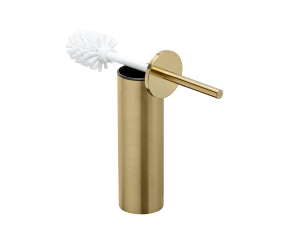 Nemox Brushed Gold | Toilettenbürste Mit Halter Goldfarben Gebürstet (Weißer Bürstekopf) | Toilettenbürstengarnituren | Geesa