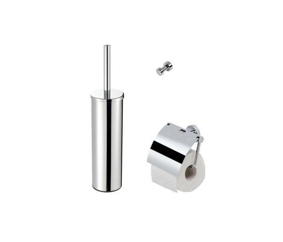 Nemox Chrome | Toilet Accessories Set - Toilet Brush And Holder - Toilet Roll Holder With Cover - Towel Hook - Chrome | Towel rails | Geesa