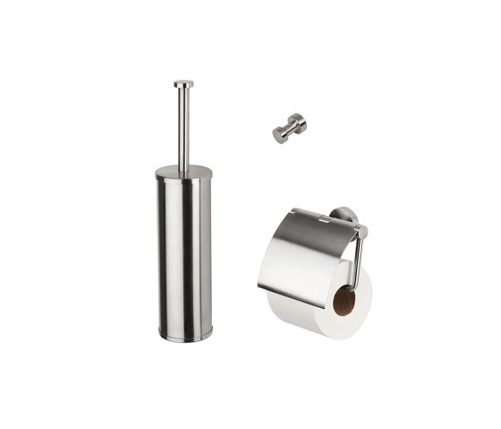 Nemox Stainless Steel | Toilet Accessories Set - Toilet Brush And Holder - Toilet Roll Holder With Cover - Towel Hook - Brushed Stainless Steel | Towel rails | Geesa