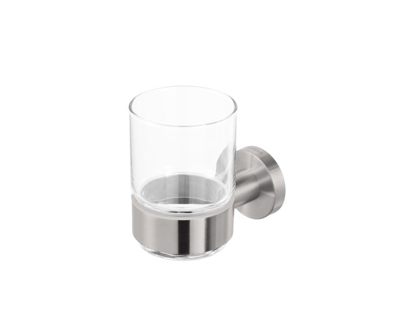 Nemox Stainless Steel | Glass Holder With Glass Brushed Stainless Steel | Toothbrush holders | Geesa