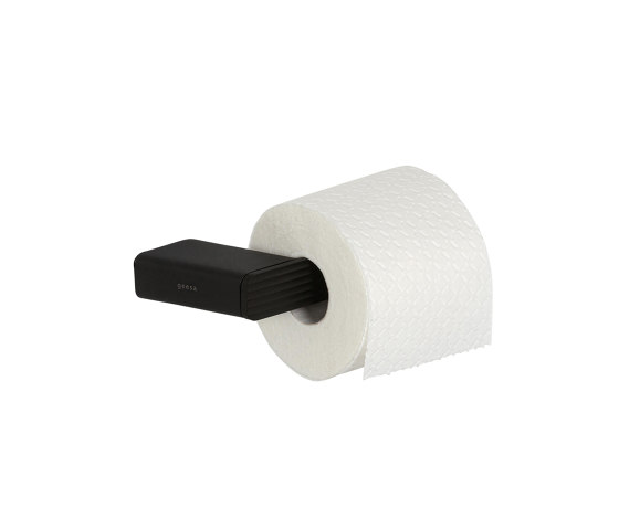 Shift Black | Toilet Roll Holder Without Cover With Horizontal Stripe Pattern Black (Right-Handed) | Paper roll holders | Geesa