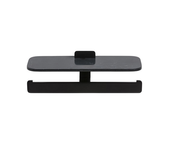 Shift Black | Toilet Roll Holder Double Black With Shelf In Matt Black Marble Effect | Paper roll holders | Geesa