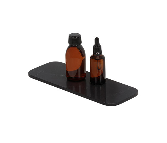 Shift Black| Bathroom Shelf 30cm With Matt Black Marble Effect | Bath shelves | Geesa