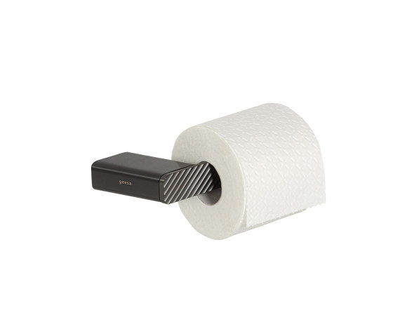 Shift Brushed Metal Black | Porte-Rouleau Papier Toilette Sans Rabat Avec Motif À Rayure Diagonale Métal Brossé Noir (Droitier) | Distributeurs de papier toilette | Geesa