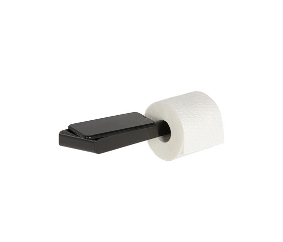 Shift Brushed Metal Black | Toilet Roll Holder Without Cover With Shelf Brushed Metal Black | Paper roll holders | Geesa