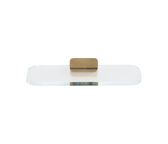 Shift Brushed Gold | Bathroom Shelf / Soap Holder Brushed Gold With Transparent Glass | Bath shelves | Geesa