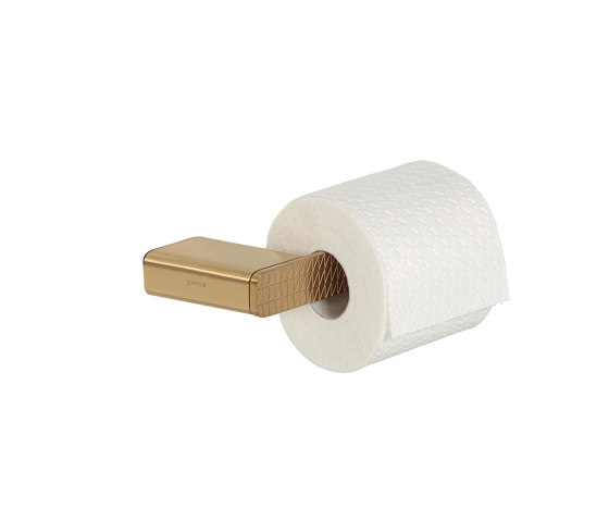 Shift Brushed Gold | Toilettenpapierhalter Ohne Deckel Mit Dreiecksmuster Goldfarben Gebürstet (Rechts) | Toilettenpapierhalter | Geesa