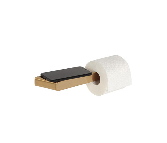 Shift Brushed Gold | Toilet Roll Holder Without Cover With Shelf Brushed Gold | Paper roll holders | Geesa