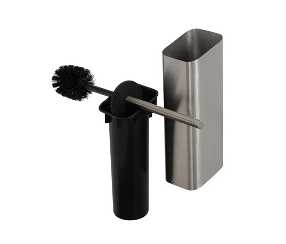 Shift Brushed Stainless Steel | Toilet Brush And Holder Brushed Stainless Steel (Black Lid And Brush) | Toilet brush holders | Geesa