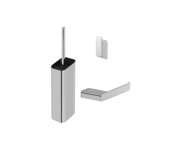 Shift Chrome | Ensemble D'Accessoires De Toilettes - Porte-Brosse Wc - Porte-Rouleau Papier Toilette Sans Rabat - Crochet Porte-Serviette - Chrome | Porte-serviettes | Geesa