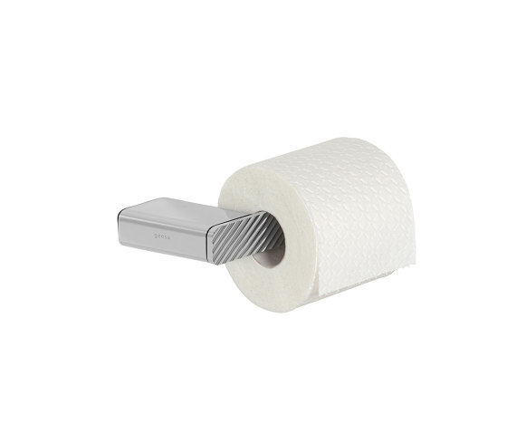 Shift Chrome | Toilet Roll Holder Without Cover With Diagonal Stripe Pattern Chrome (Right-Handed) | Paper roll holders | Geesa